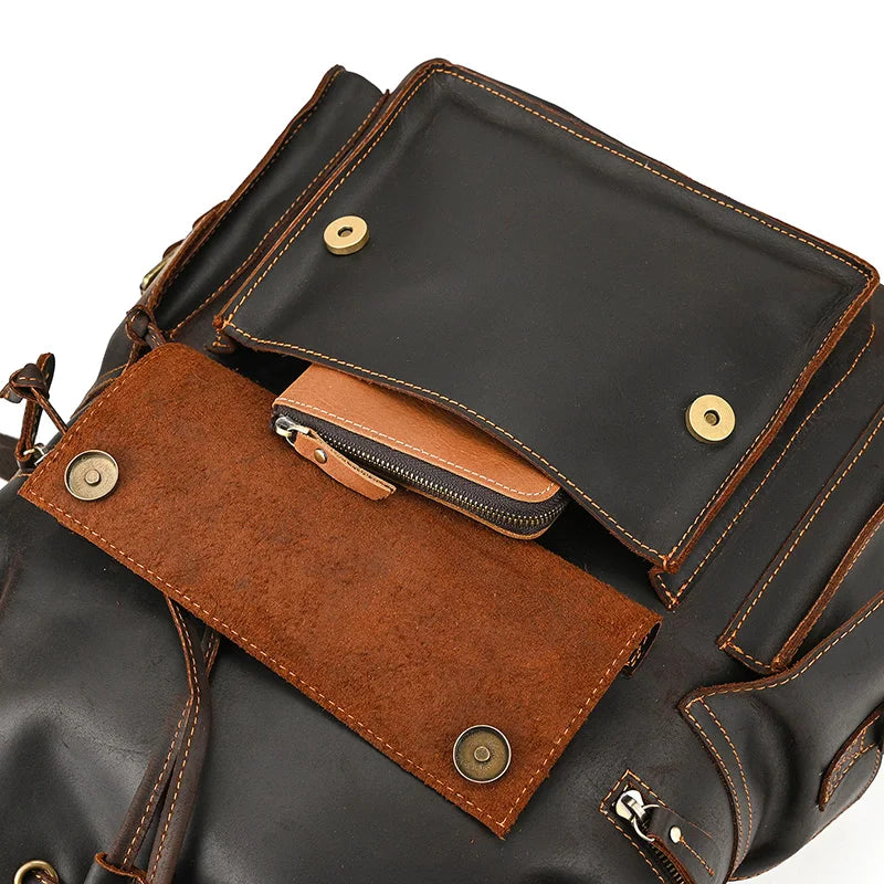 Mochila Cuero Genuino Hombre 2025 - Laptop 17 Pulgadas Viaje Daypack Grande