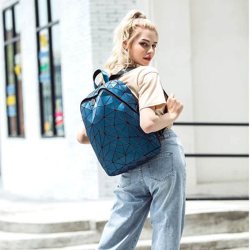 Mochila Mujer Fashion - Bolso Escolar Geométrico Viaje Para Mujer