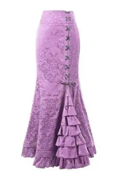 Falda Sirena Mujer Vintage - Falda Larga Volantes Ajustada Cola Pez Estampada