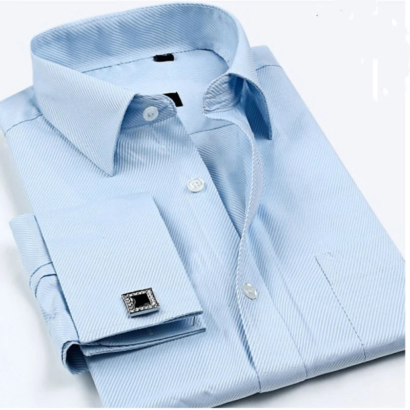 Camisa Hombre Formal Gemelos Franceses - Clásica Manga Larga Vestir Elegante