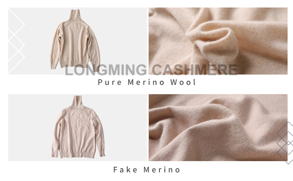 Suéter Mujer Lana Merino 100% - Jersey Cuello Alto Y2K Invierno