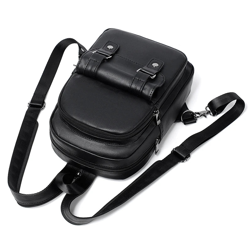 Mochila Pecho Pequeña Hombre Cuero PU - Bolsa Hombro Business Casual Crossbody