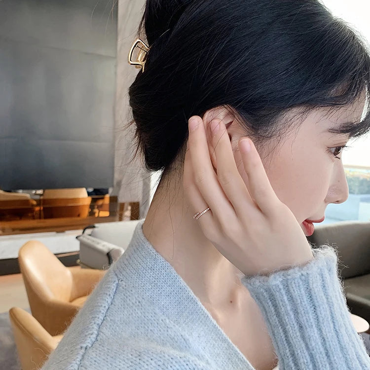 Anillos Geométricos Oro Rosa Minimalistas - Coreano Fashion Goth Mujer