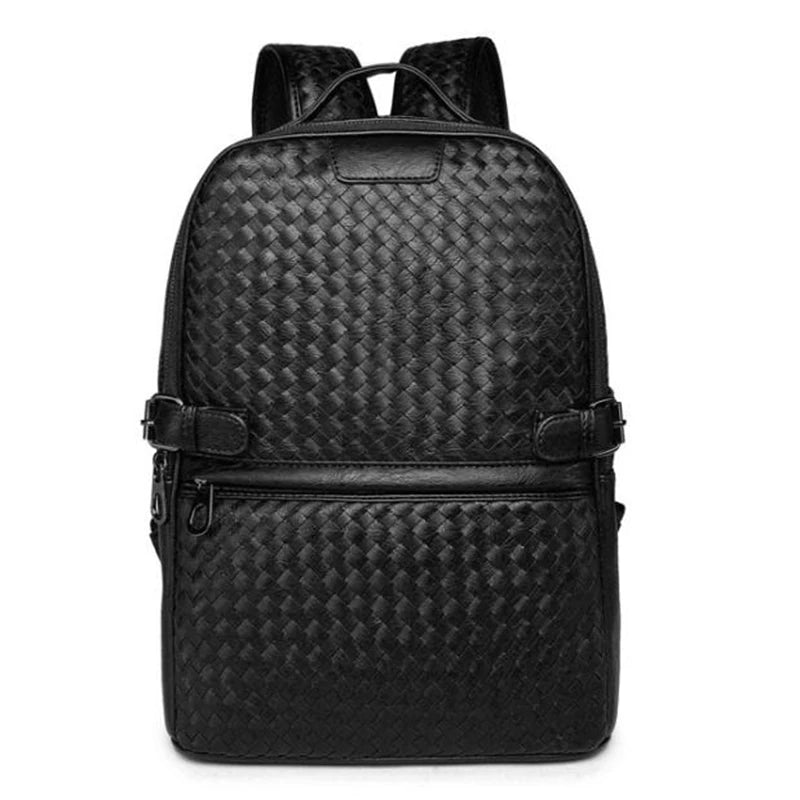Mochila Vintage Cuero Cordero Tejida - Casual Portátil Unisex Viaje Suave