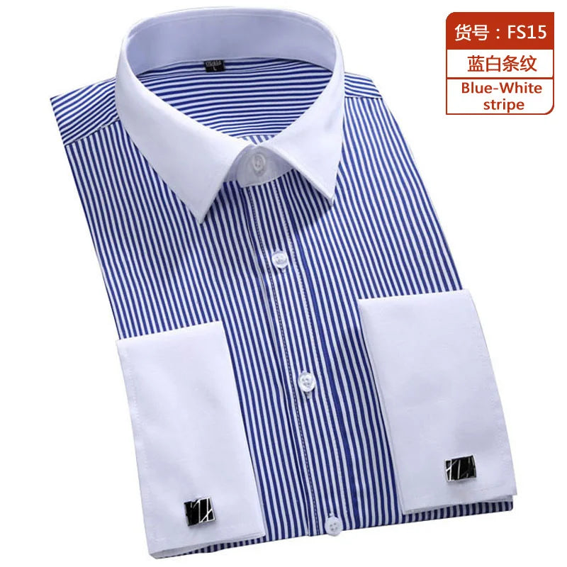 Camisa Hombre Formal Gemelos Franceses - Clásica Manga Larga Vestir Elegante