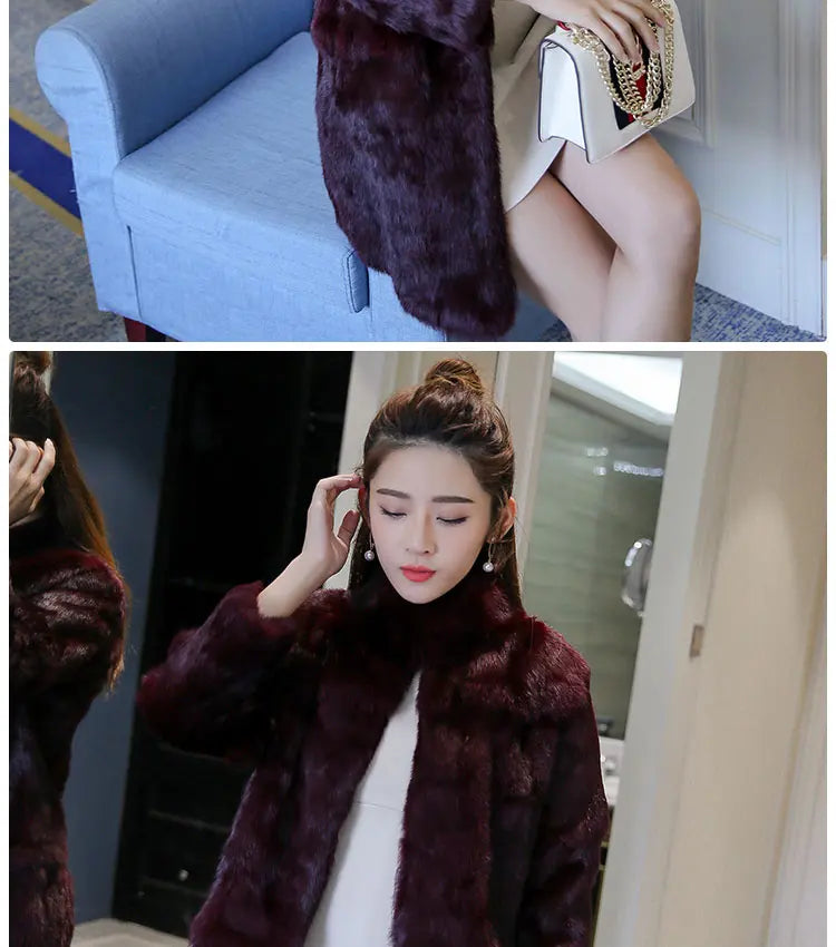 Abrigo Piel Conejo Mujer Real - Abrigo Largo Completo Invierno