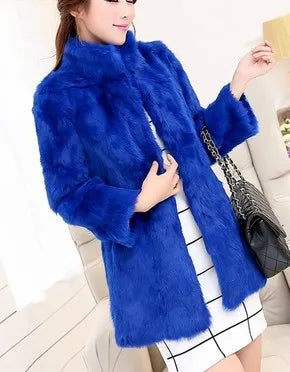 Abrigo Piel Conejo Mujer Real - Abrigo Largo Completo Invierno