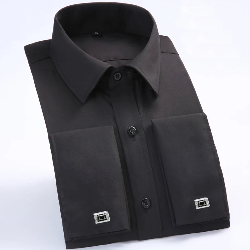 Camisa Hombre Formal Gemelos Franceses - Clásica Manga Larga Vestir Elegante