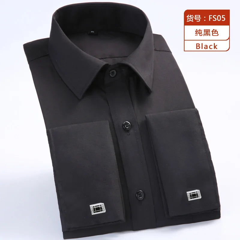 Camisa Hombre Formal Gemelos Franceses - Clásica Manga Larga Vestir Elegante