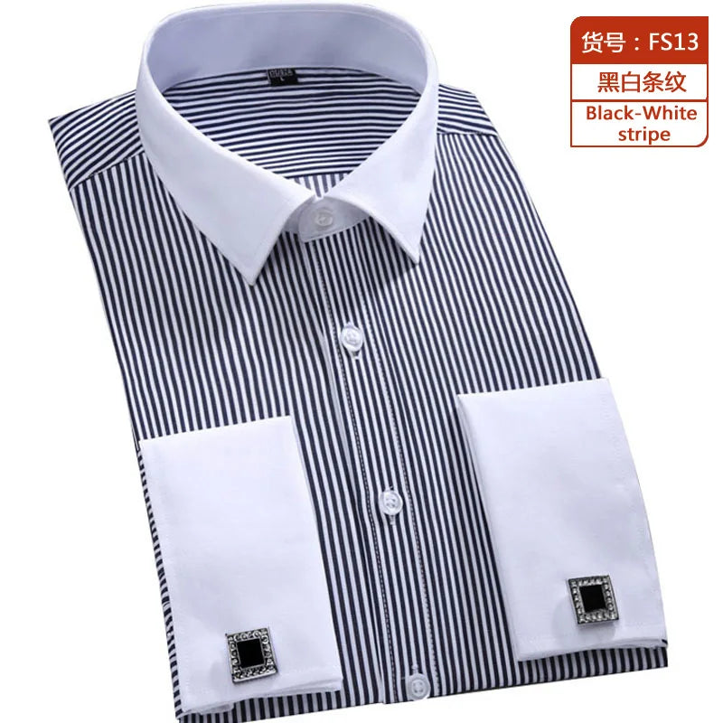 Camisa Hombre Formal Gemelos Franceses - Clásica Manga Larga Vestir Elegante