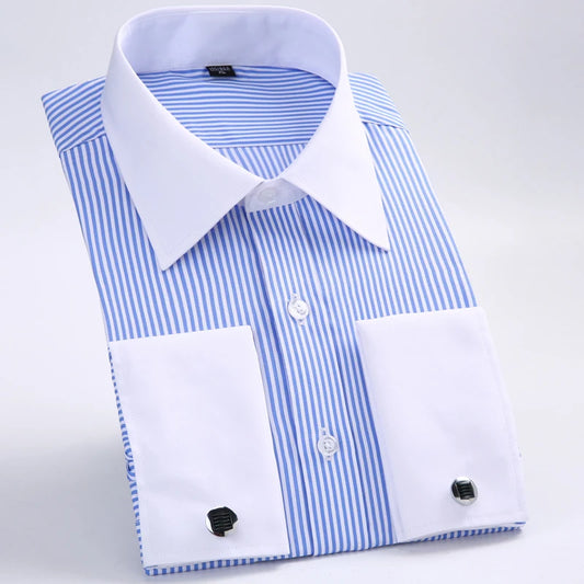 Camisa Hombre Formal Gemelos Franceses - Clásica Manga Larga Vestir Elegante