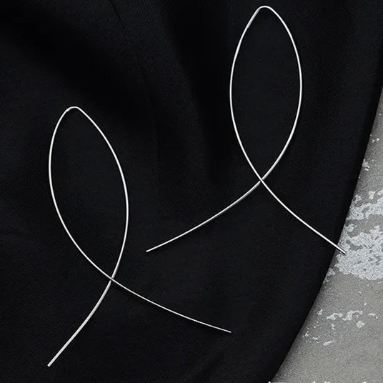 Pendientes Forma Pez Minimalistas - Alambre Cobre Geométricos Mujer