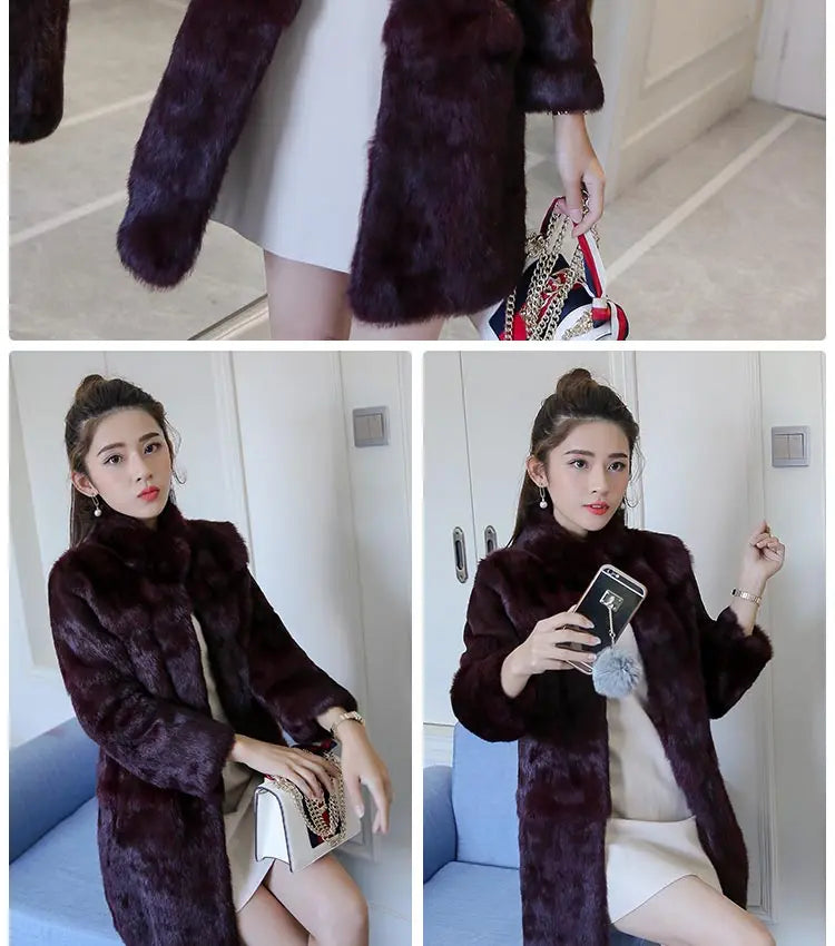 Abrigo Piel Conejo Mujer Real - Abrigo Largo Completo Invierno