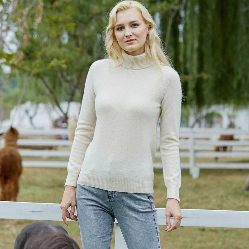 Suéter Mujer Lana Merino 100% - Jersey Cuello Alto Y2K Invierno