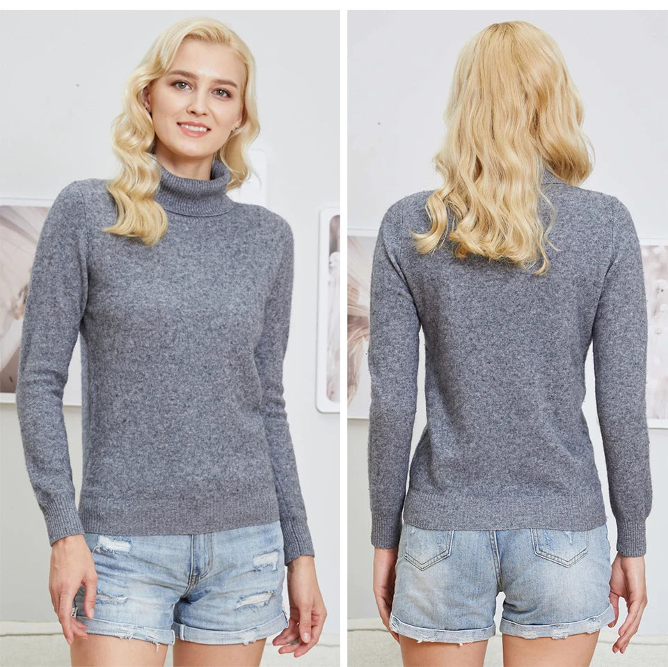 Suéter Mujer Lana Merino 100% - Jersey Cuello Alto Y2K Invierno