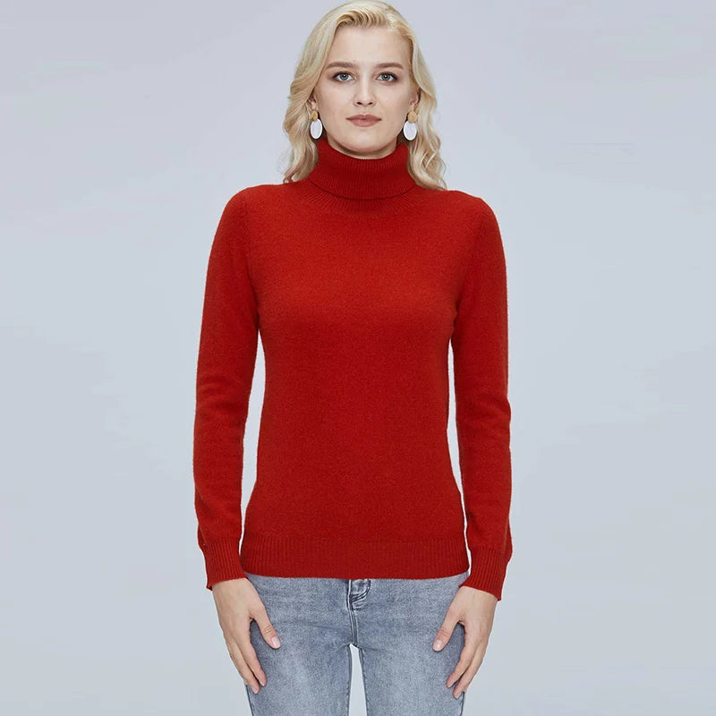 Suéter Mujer Lana Merino 100% - Jersey Cuello Alto Y2K Invierno