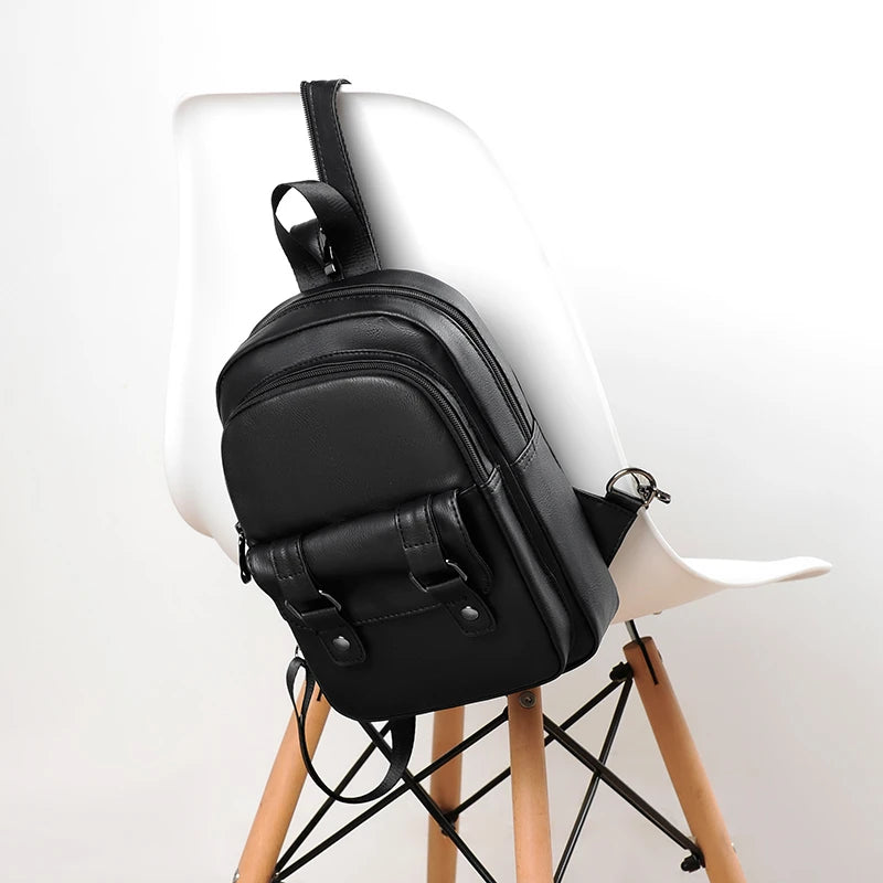 Mochila Pecho Pequeña Hombre Cuero PU - Bolsa Hombro Business Casual Crossbody