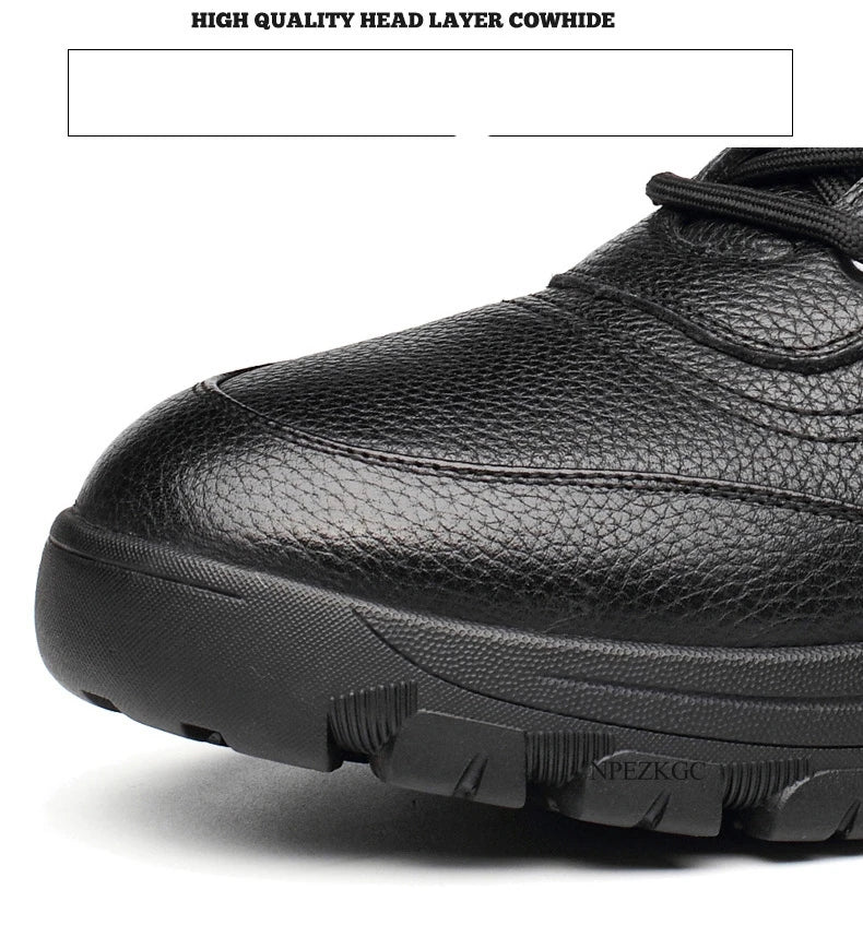 Botas Invierno Hombre Cuero Lana - Botines Cálidos Nieve Outdoor Impermeables