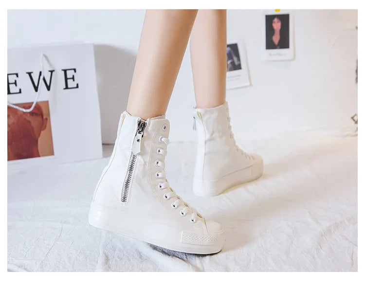 Zapatos Canvas Mujer Casual - Zapatillas Walking Planas Vulcanizadas Clásicas