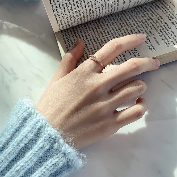 Anillos Geométricos Oro Rosa Minimalistas - Coreano Fashion Goth Mujer