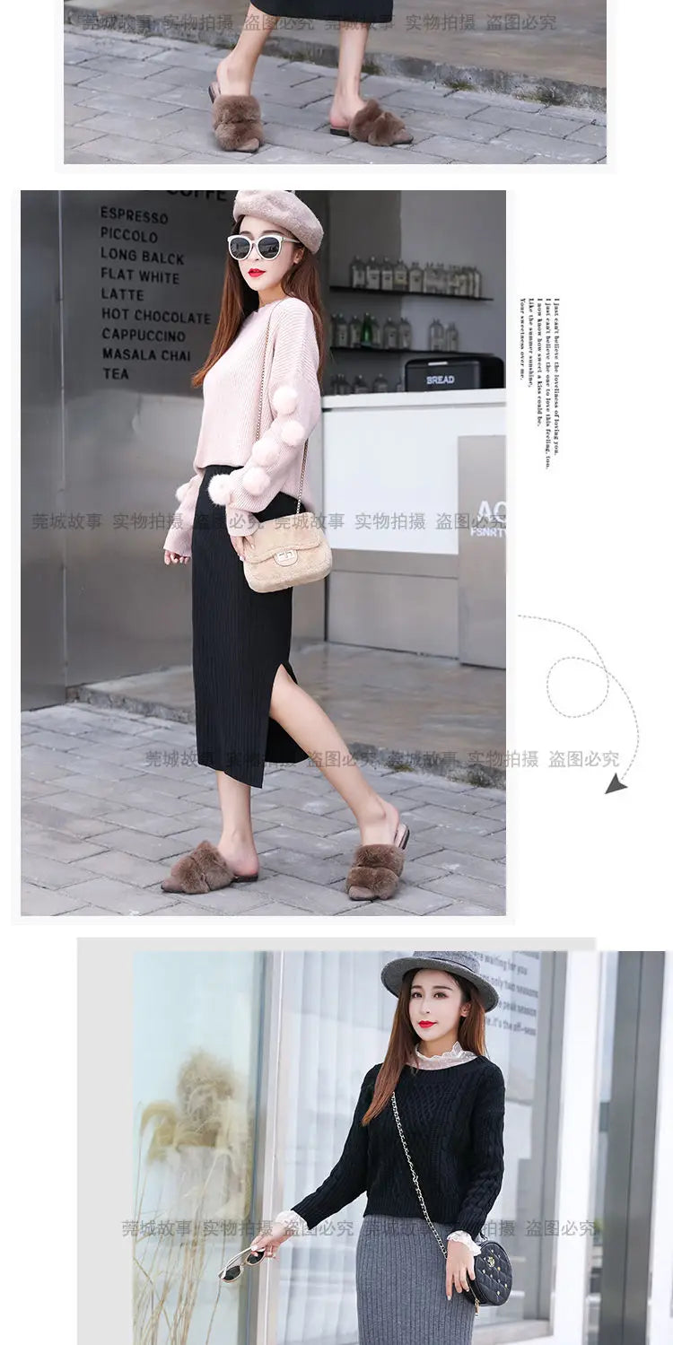 Falda Oficina Mujer Invierno - Falda Punto Lápiz Cintura Alta Negra Cálida