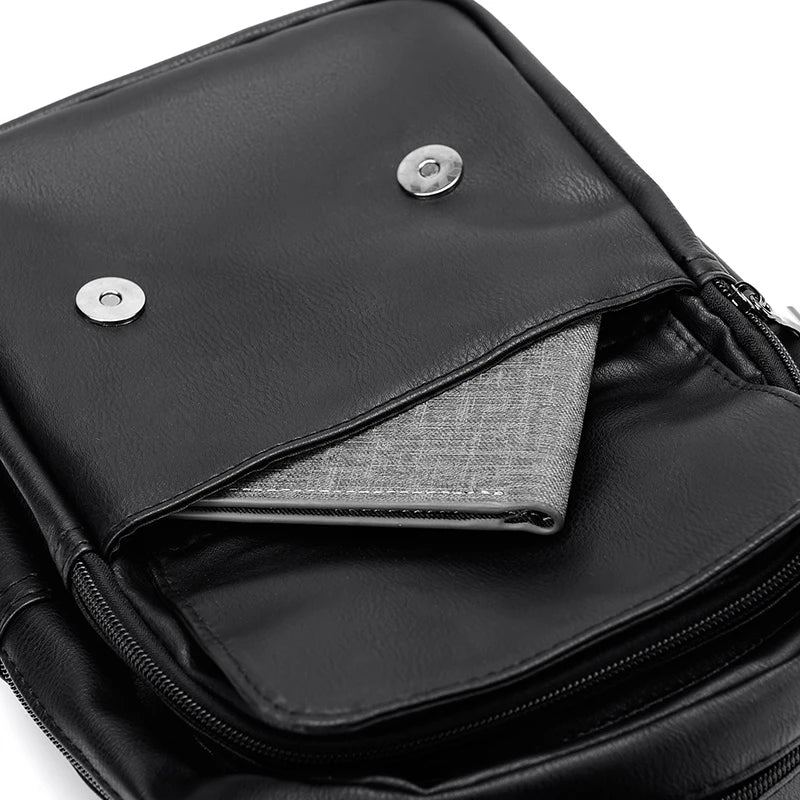 Mochila Pecho Pequeña Hombre Cuero PU - Bolsa Hombro Business Casual Crossbody
