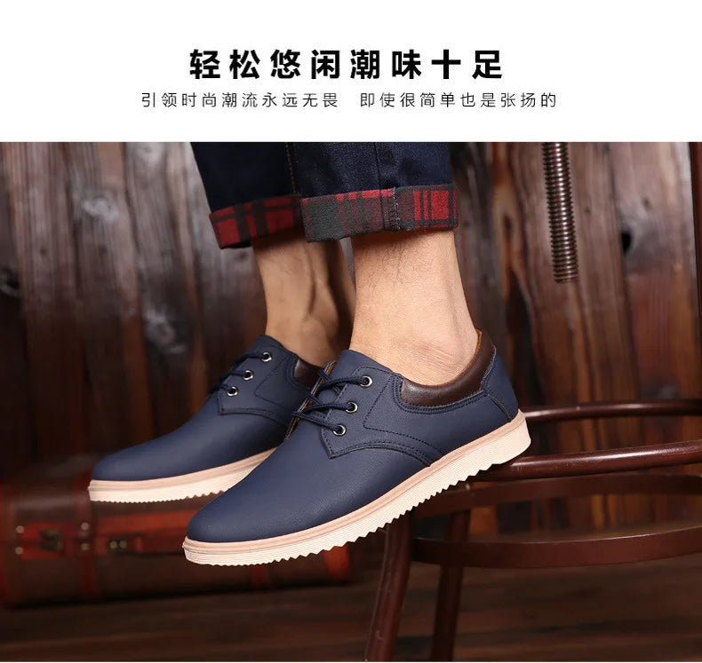 Zapatos Oxford Hombre Cuero Verano 2023 - Casual Planos Cómodos Transpirables Cordones