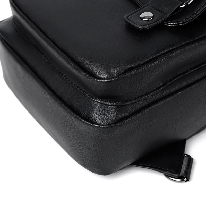 Mochila Pecho Pequeña Hombre Cuero PU - Bolsa Hombro Business Casual Crossbody