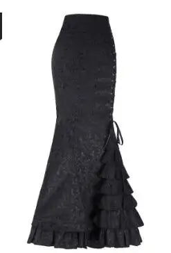 Falda Sirena Mujer Vintage - Falda Larga Volantes Ajustada Cola Pez Estampada