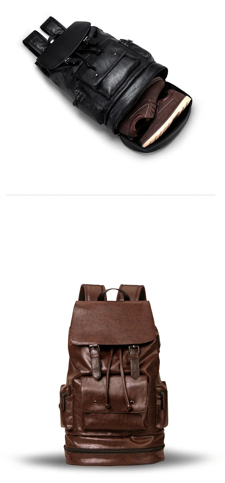 Mochila Preppy Hombre Cuero PU - Alta Capacidad Fashion Casual Viaje Escolar