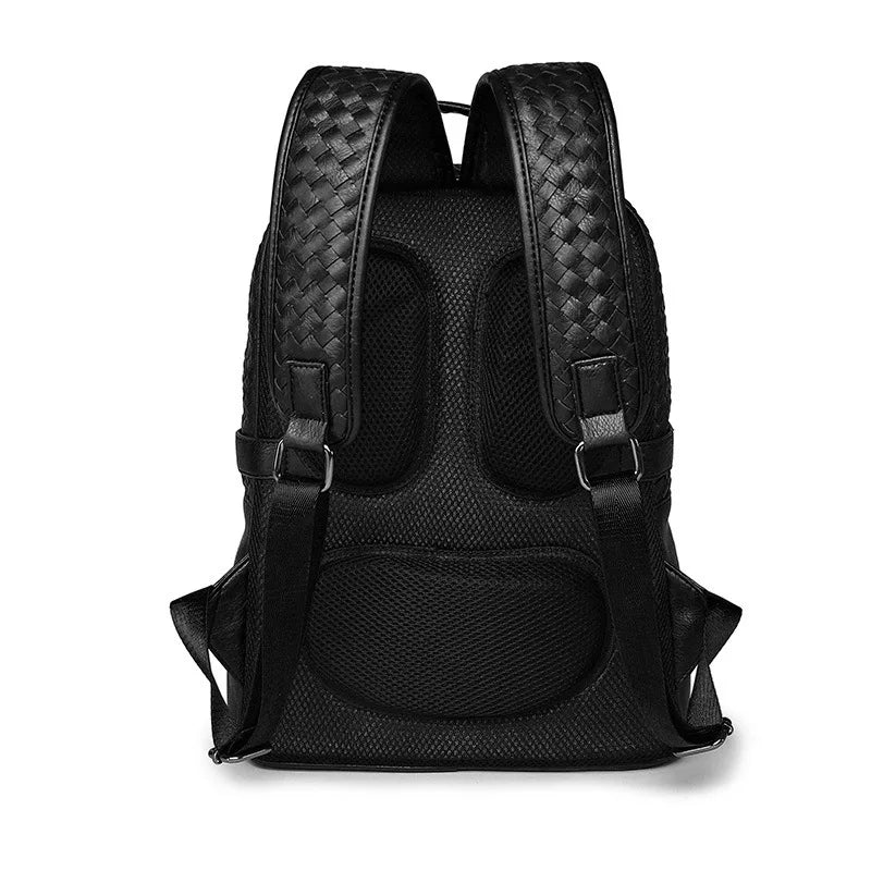 Mochila Vintage Cuero Cordero Tejida - Casual Portátil Unisex Viaje Suave