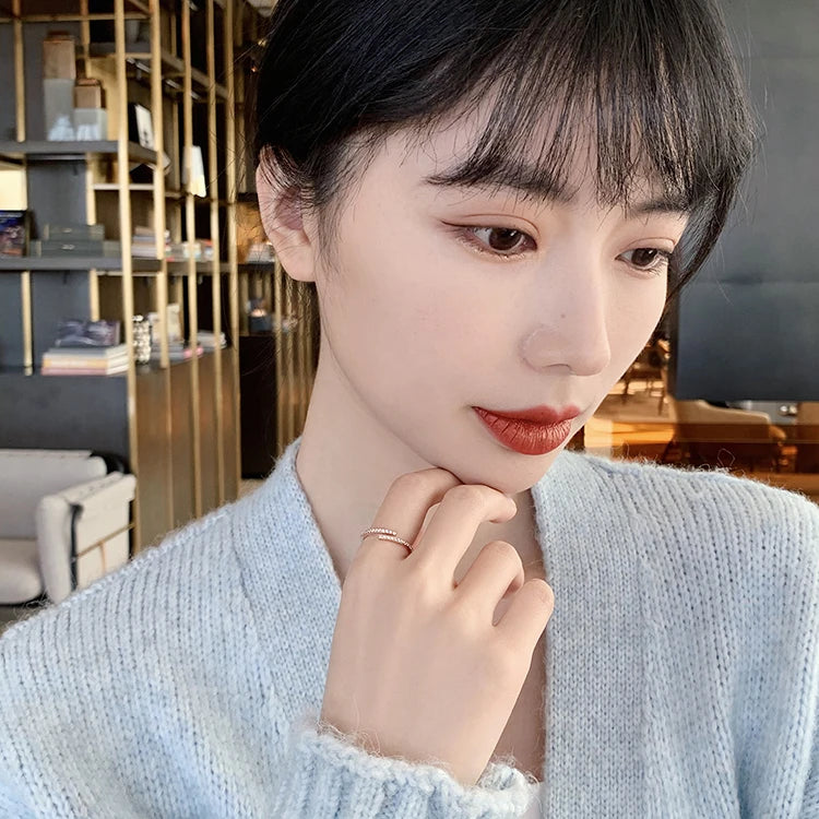 Anillos Geométricos Oro Rosa Minimalistas - Coreano Fashion Goth Mujer