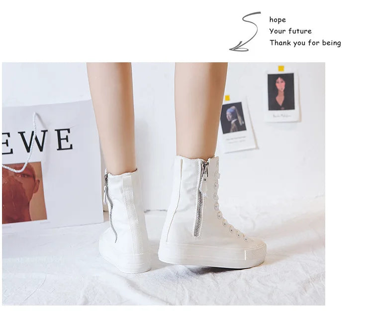 Zapatos Canvas Mujer Casual - Zapatillas Walking Planas Vulcanizadas Clásicas