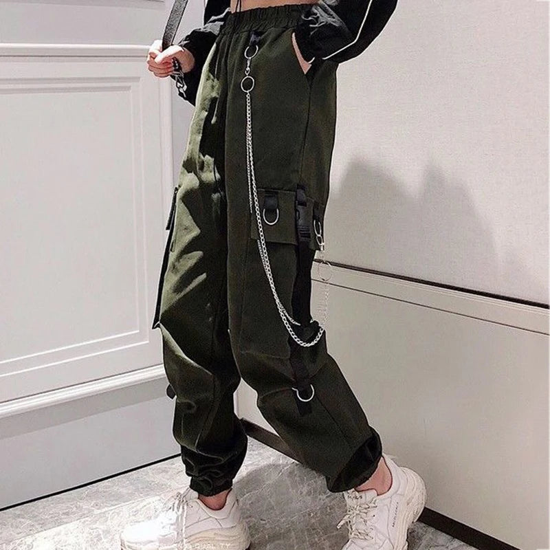 Pantalón Cargo Mujer Harem Punk - Pantalón Jogger Cadena Harajuku