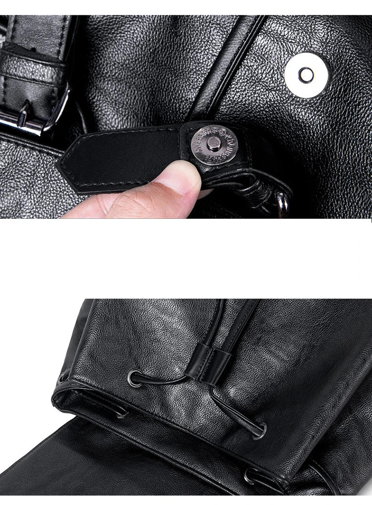 Mochila Preppy Hombre Cuero PU - Alta Capacidad Fashion Casual Viaje Escolar