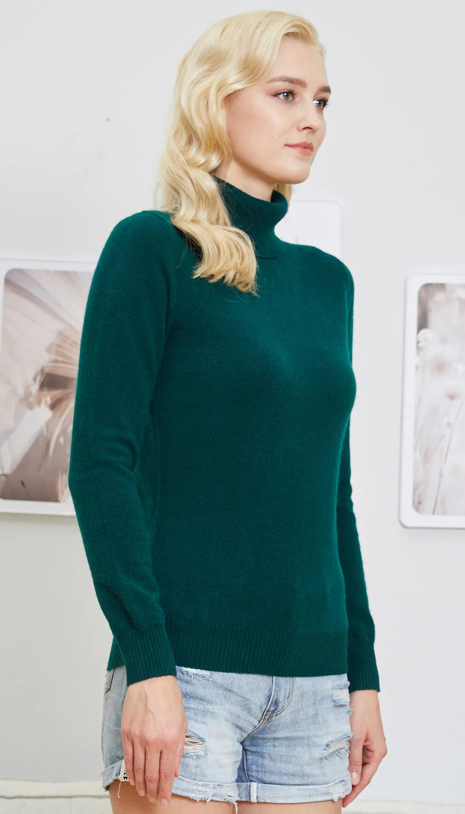 Suéter Mujer Lana Merino 100% - Jersey Cuello Alto Y2K Invierno