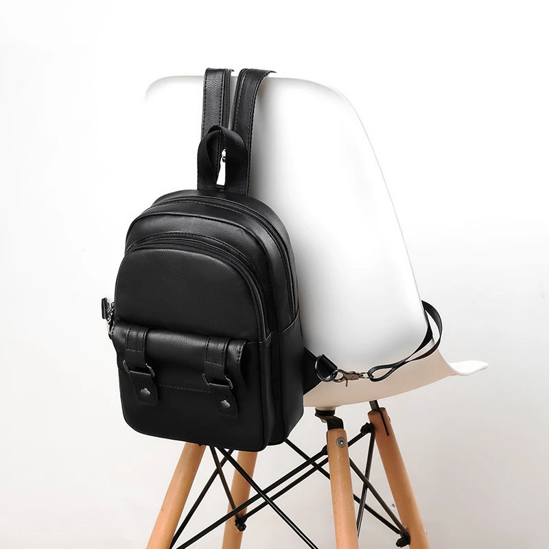 Mochila Pecho Pequeña Hombre Cuero PU - Bolsa Hombro Business Casual Crossbody