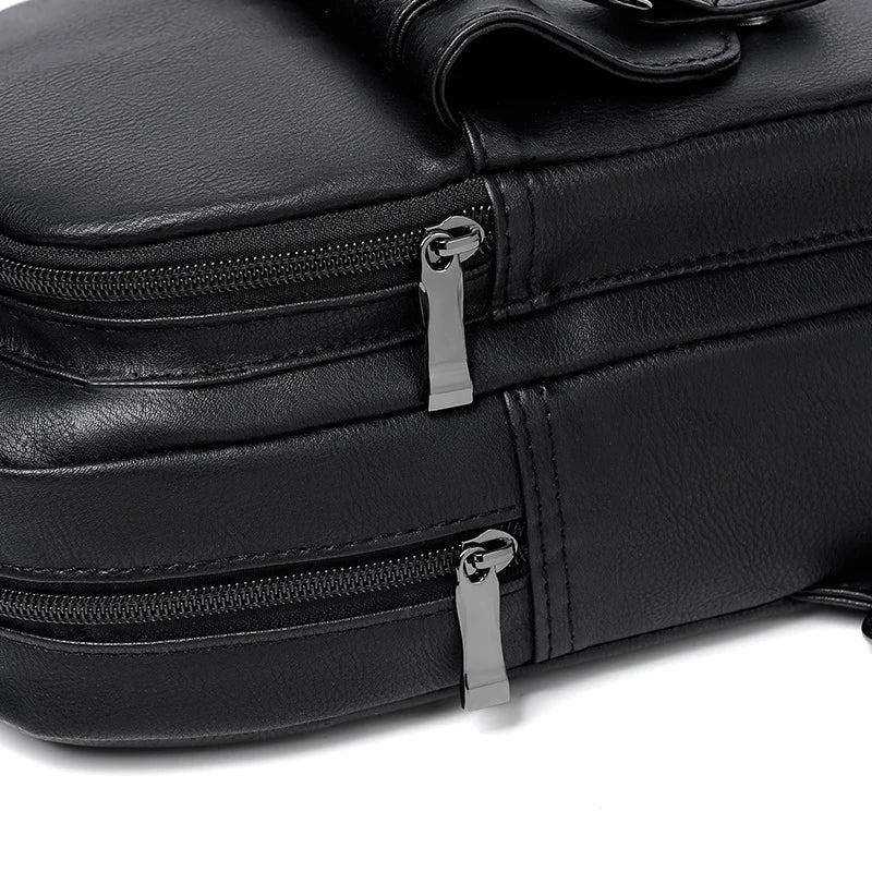 Mochila Pecho Pequeña Hombre Cuero PU - Bolsa Hombro Business Casual Crossbody