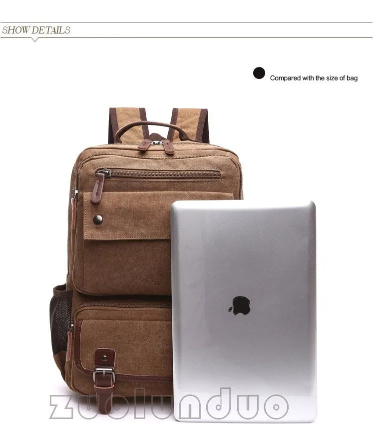 Mochila Canvas Vintage Hombre - Laptop Universidad Estudiante Escolar Adolescentes Gran Capacidad