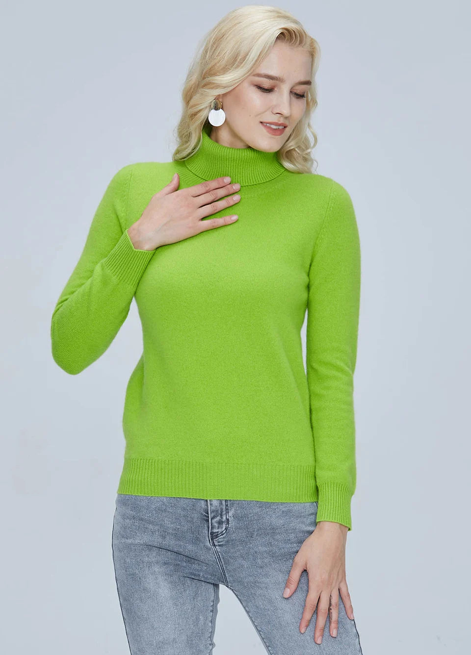 Suéter Mujer Lana Merino 100% - Jersey Cuello Alto Y2K Invierno