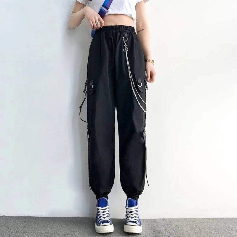 Pantalón Cargo Mujer Harem Punk - Pantalón Jogger Cadena Harajuku