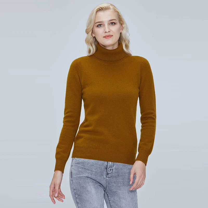 Suéter Mujer Lana Merino 100% - Jersey Cuello Alto Y2K Invierno