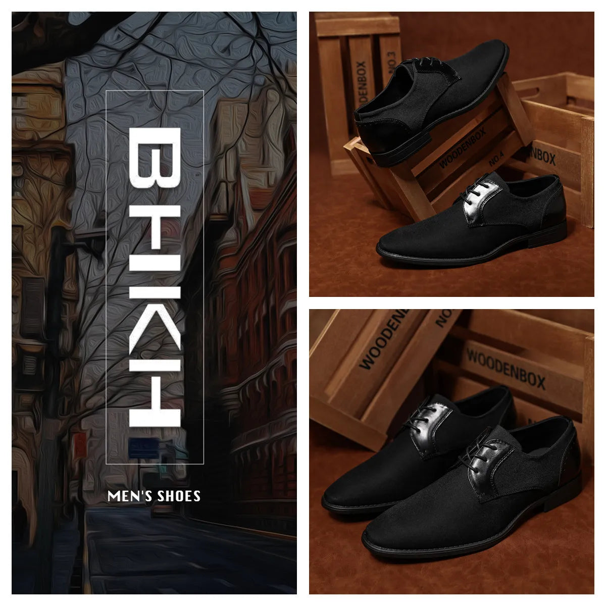 Zapatos Vestir Hombre BHKH Cordones - Casual Negro Business Trabajo Oficina Social