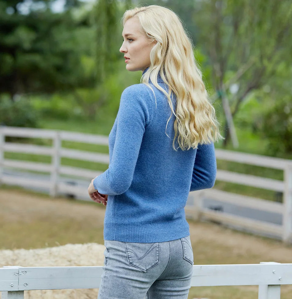 Suéter Mujer Lana Merino 100% - Jersey Cuello Alto Y2K Invierno