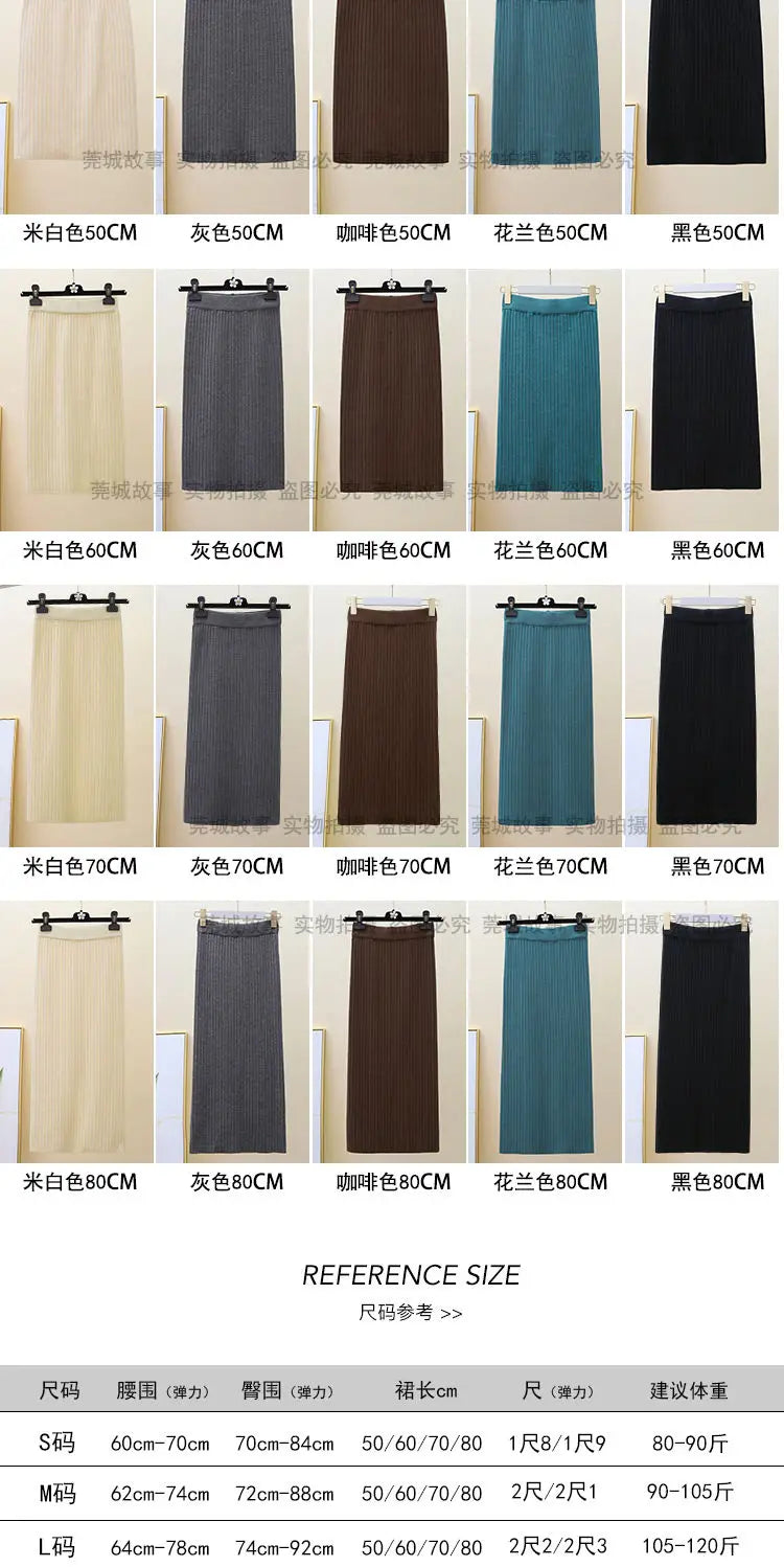 Falda Oficina Mujer Invierno - Falda Punto Lápiz Cintura Alta Negra Cálida