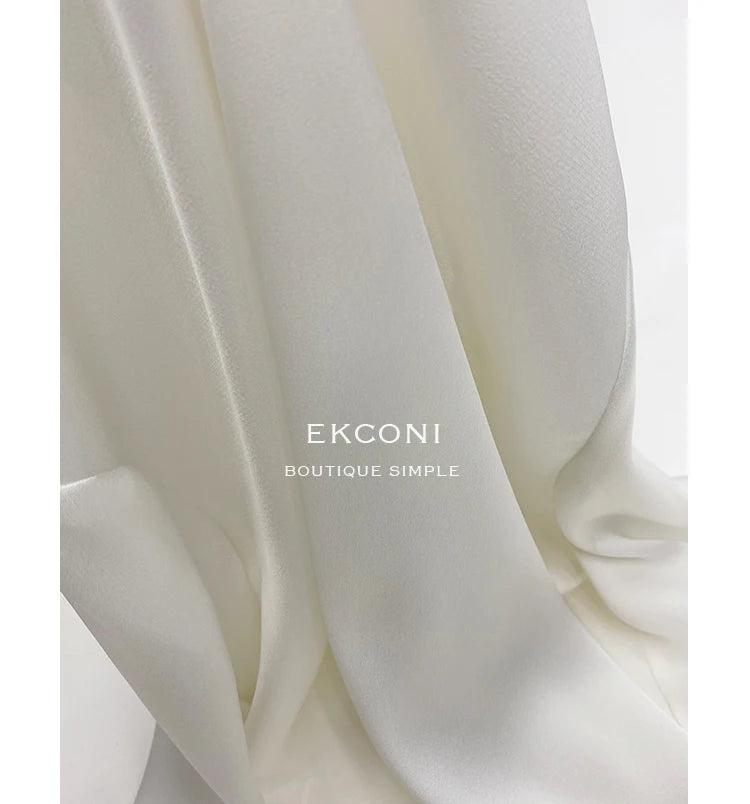 Camisa Satén Seda Mujer Vintage - Blusa Blanca Manga Larga Elegante