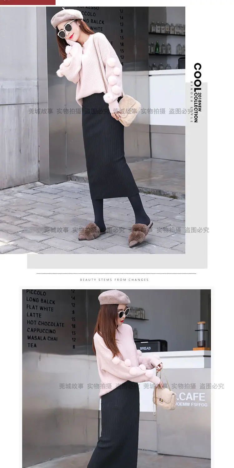 Falda Oficina Mujer Invierno - Falda Punto Lápiz Cintura Alta Negra Cálida