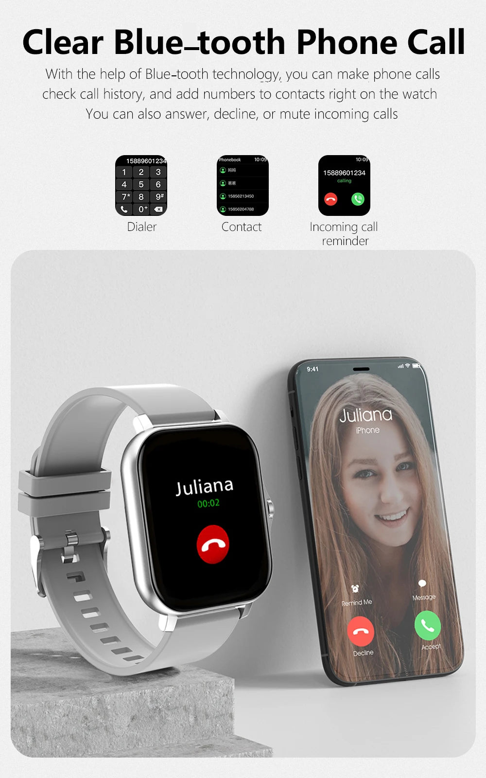 Smartwatch Pantalla Táctil Completa - Llamadas Bluetooth Música Android iOS