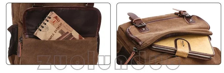 Mochila Canvas Vintage Hombre - Laptop Universidad Estudiante Escolar Adolescentes Gran Capacidad