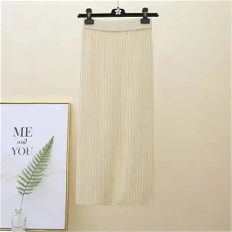 Falda Oficina Mujer Invierno - Falda Punto Lápiz Cintura Alta Negra Cálida